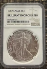 BU 1987 American Silver Eagle $1 NGC Brilliant Uncirculated Brown Label Buy Now