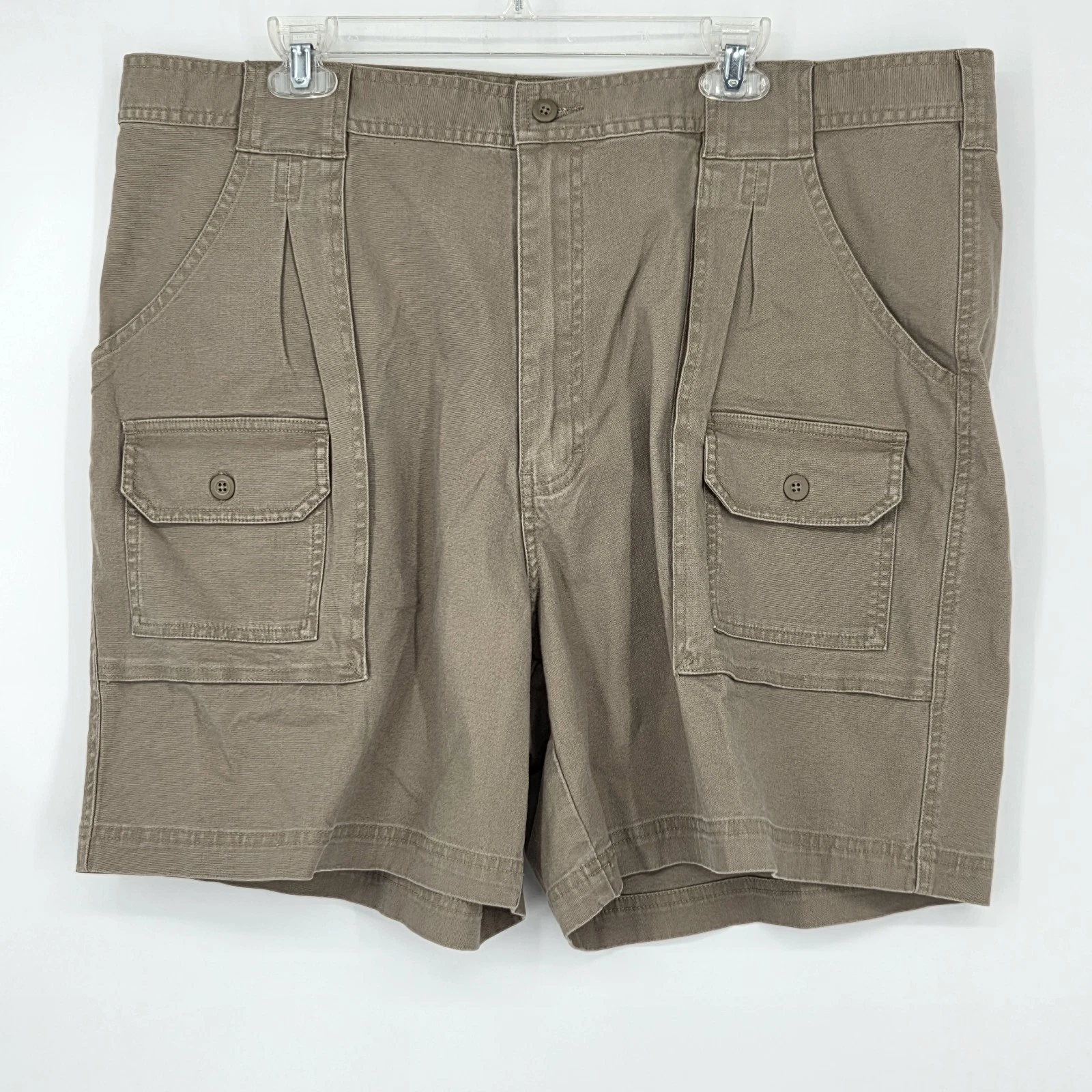 NEW Cabelas Cargo Shorts Mens 42 Brown Khaki Outdoor Utility Hunting 7" Stretch
