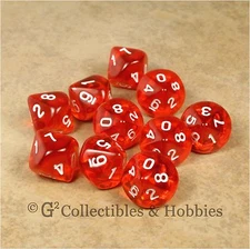 NEW 10 D10 Transparent Orange RPG D&D Gaming Dice Set in Tube WoD Ten Sided Die