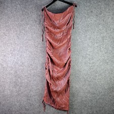 Pretty Little Thing Dress Womens 16 Pink Blue Metallic Shimmer Cowl Tie Midi NEW