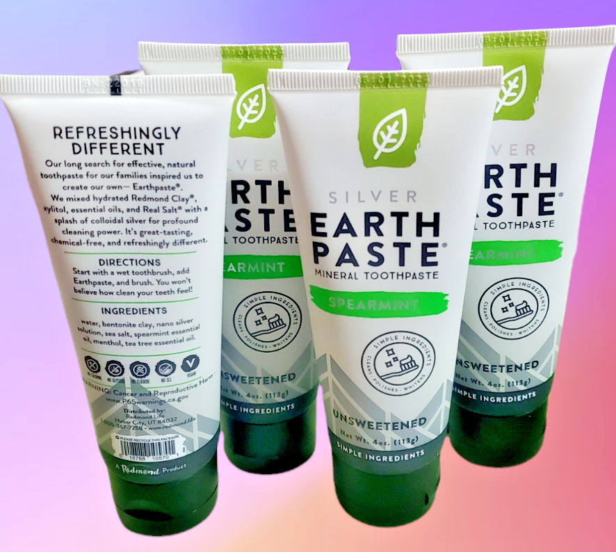 4 Pack, Redmond Earthpaste Non-Flouride Toothpaste - Spearmint