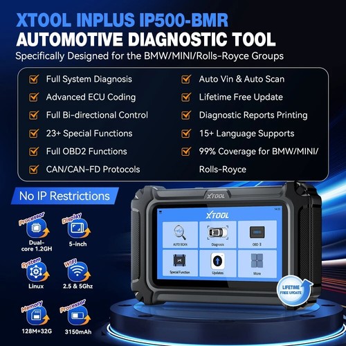 XTOOL IP500 For BMW OBD2 Scanner ECU Coding 23+ Services Bidirectional Auto Scan - Picture 6 of 17