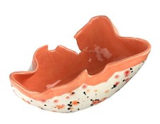 Dot Turman Studio Art Pottery Freeform Decorative Bowl Orange White Speckled 8"