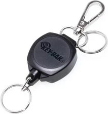 SnapBack Black Retractable Keychain, 24 Inch Cut Resistant Cord And Clip