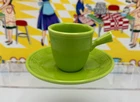Fiesta Demitasse Stick Handle Cup & Saucer Set Chartreuse Green in Box Post 86