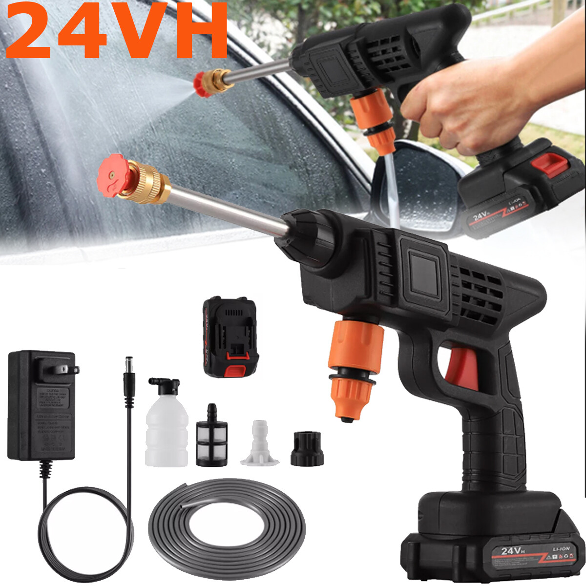 Portable Cordless Electric High-Pressure Car Washer for Yard and Vehicle Cleaning  