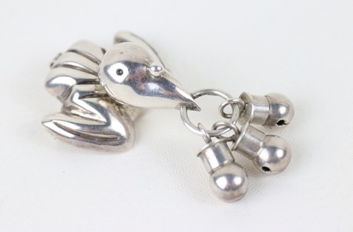 One Spratling sterling 3D bird bell brooch pendant TS-24 post 1979 - Picture 3 of 8