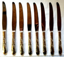 8 Dinner Knives Tudor Silverplate Oneida Community Bridal Wreath Stainless Blade