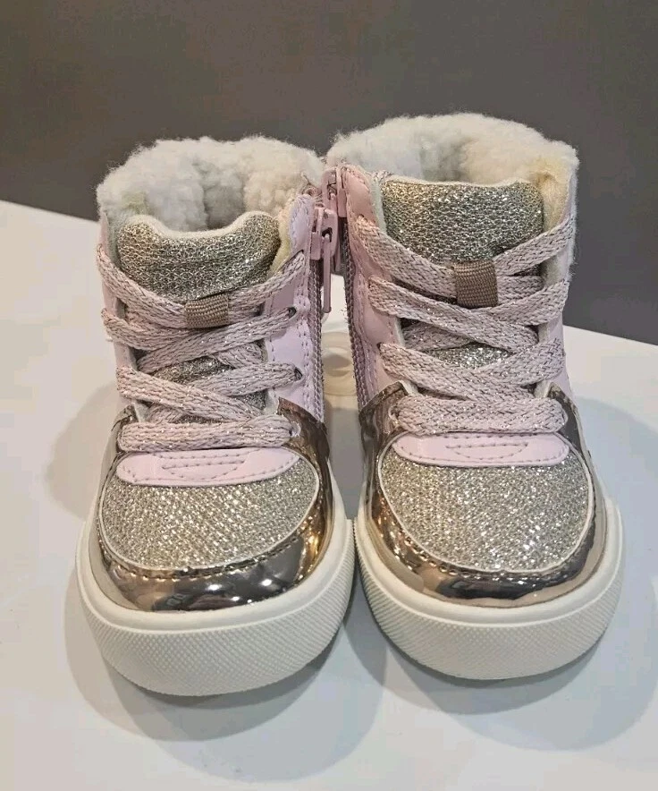 OshKosh B'Gosh NWT Toddler Farrah Ankle Boot High Top Size 4 Gold Metallic Pink - Image 3 of 4