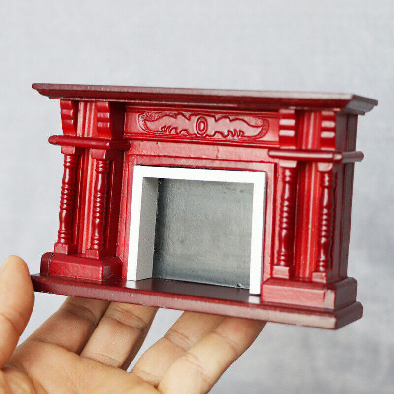 1/12 Dollhouse Miniature Victoria Fireplace Vintage Red Furniture Accessories