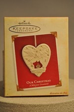Hallmark - Our Christmas - Porcelain Heart - A Milestone - Ornament