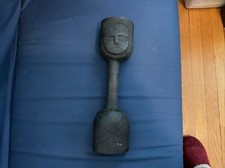 Sonaglio gong africano double face Kenya, faccia su un'estremità; nero; legno