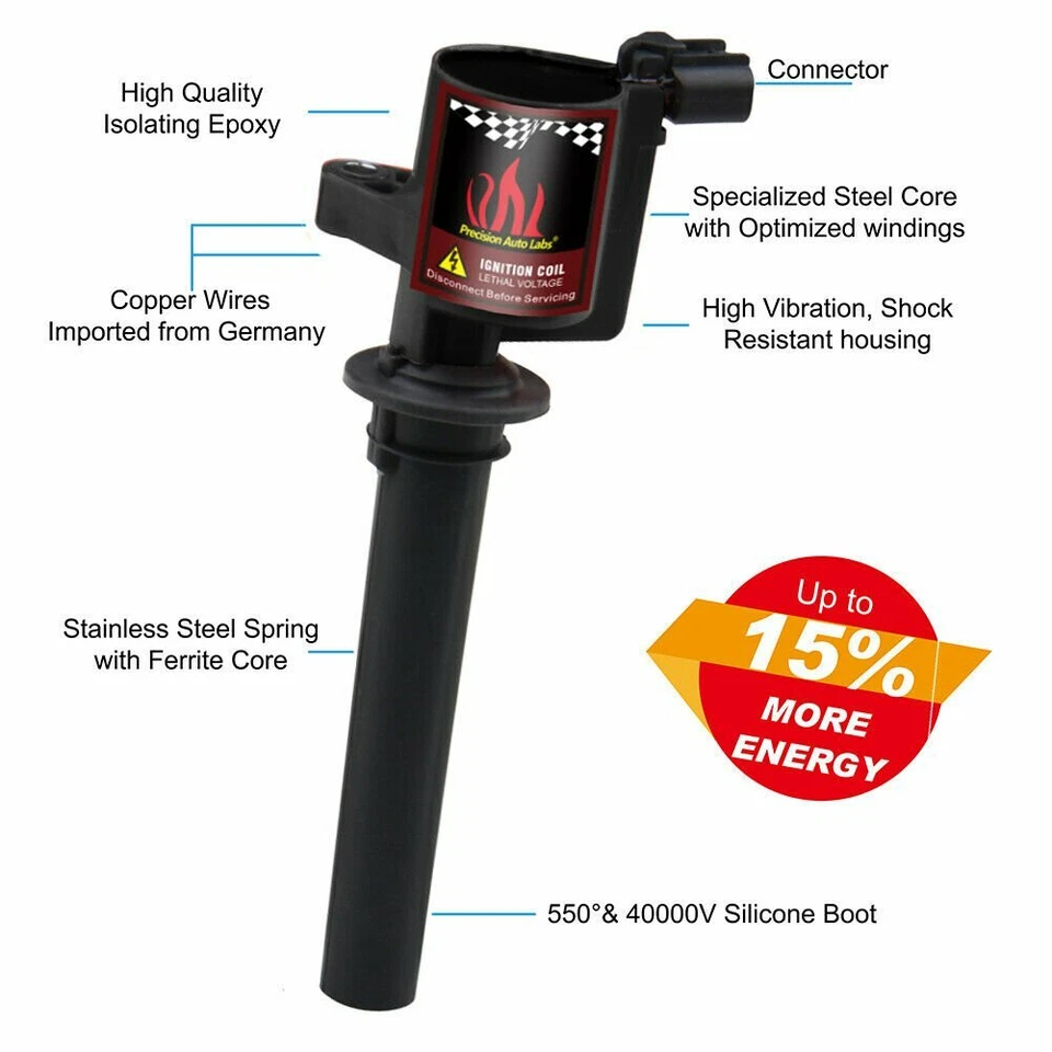 Juego de bobinas de encendido y bujía para Ford Escape Taurus 3,0 L V6 2001 2002 2003 Foto 3 de 4