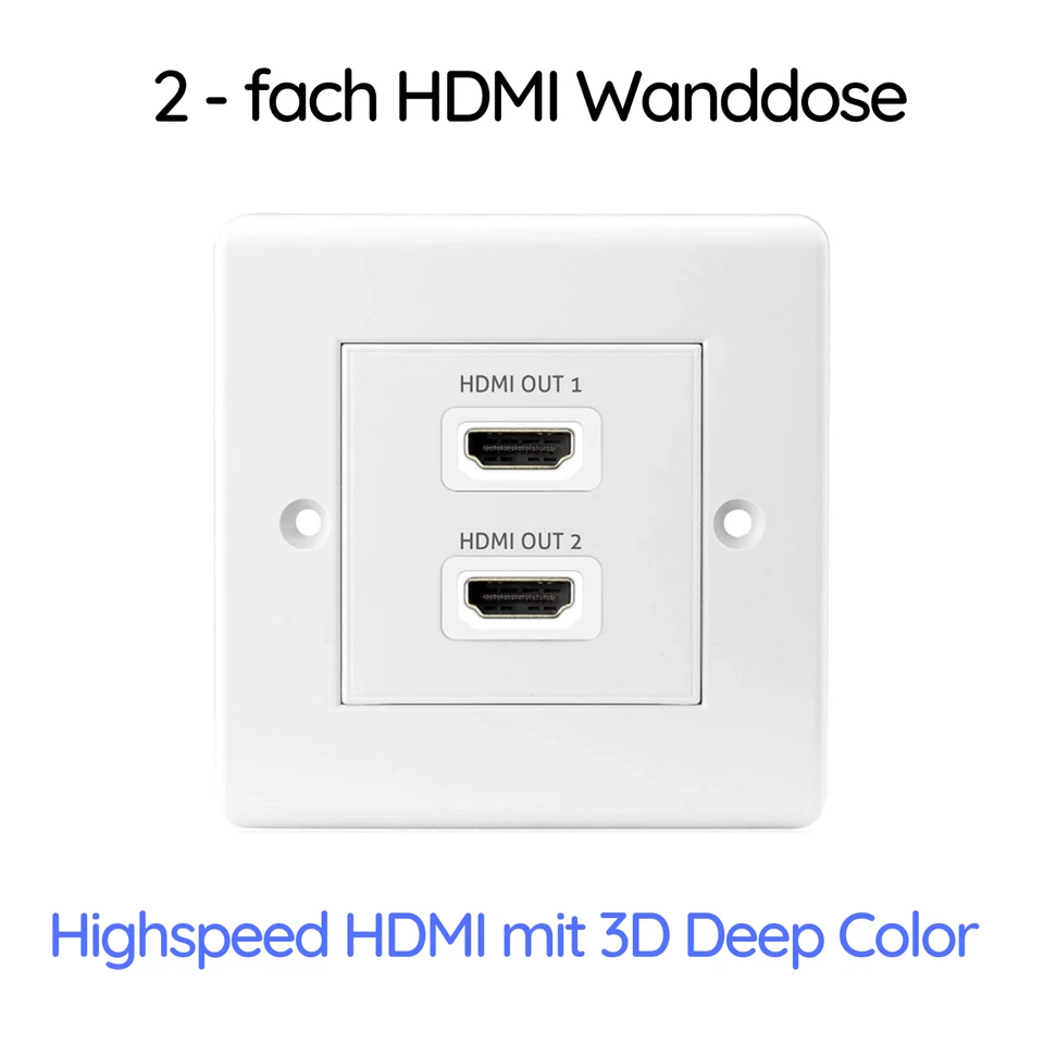 HDMI Wanddose Einbaudose 2-fach HDMI Anschlussdose Unterputz Buchse 4K UHD HDR - Bild 2 von 3