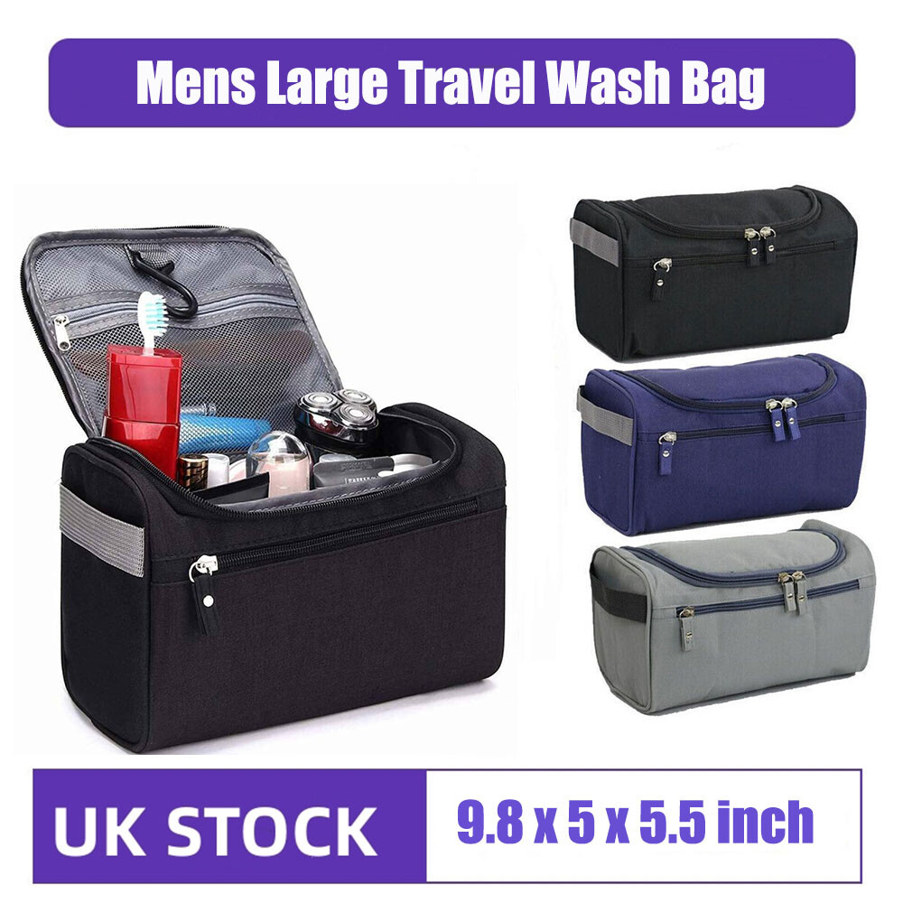 Mens Travel Wash Bag Hanging Toiletry Large Capacity Shaving Gym Makeup