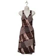 BCBGMAXAZRIA	Womens Dress Brown M Wrap Around Tie Animal Print Sleeveless