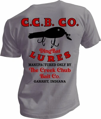 Men's Tee T-Shirt Creek Chub Ding Bat Fishing Lure Fish Vintage Heddon Pflueger