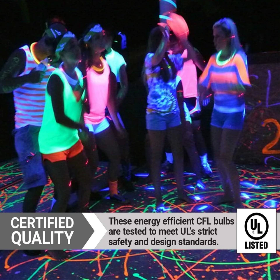 2Pack CFL Spiral Blacklight Bulb, T3 Compact Fluorescent, 20W, E26, 15LM, 120V - Image 2 of 4