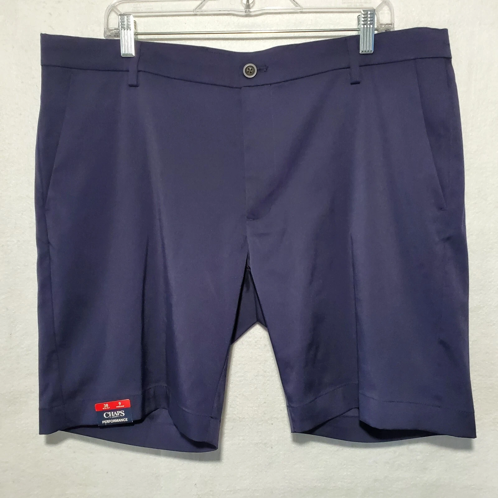 Chaps Performance Golf Shorts Mens 38 Stretch Chino Pockets Navy Blue NWT