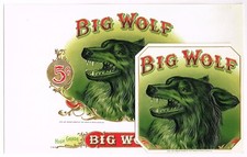 PAR ORIGINAL ETIQUETA CAJA CIGARROS VINTAGE C1920 BIG WOLF BEROCIOUS BEAST