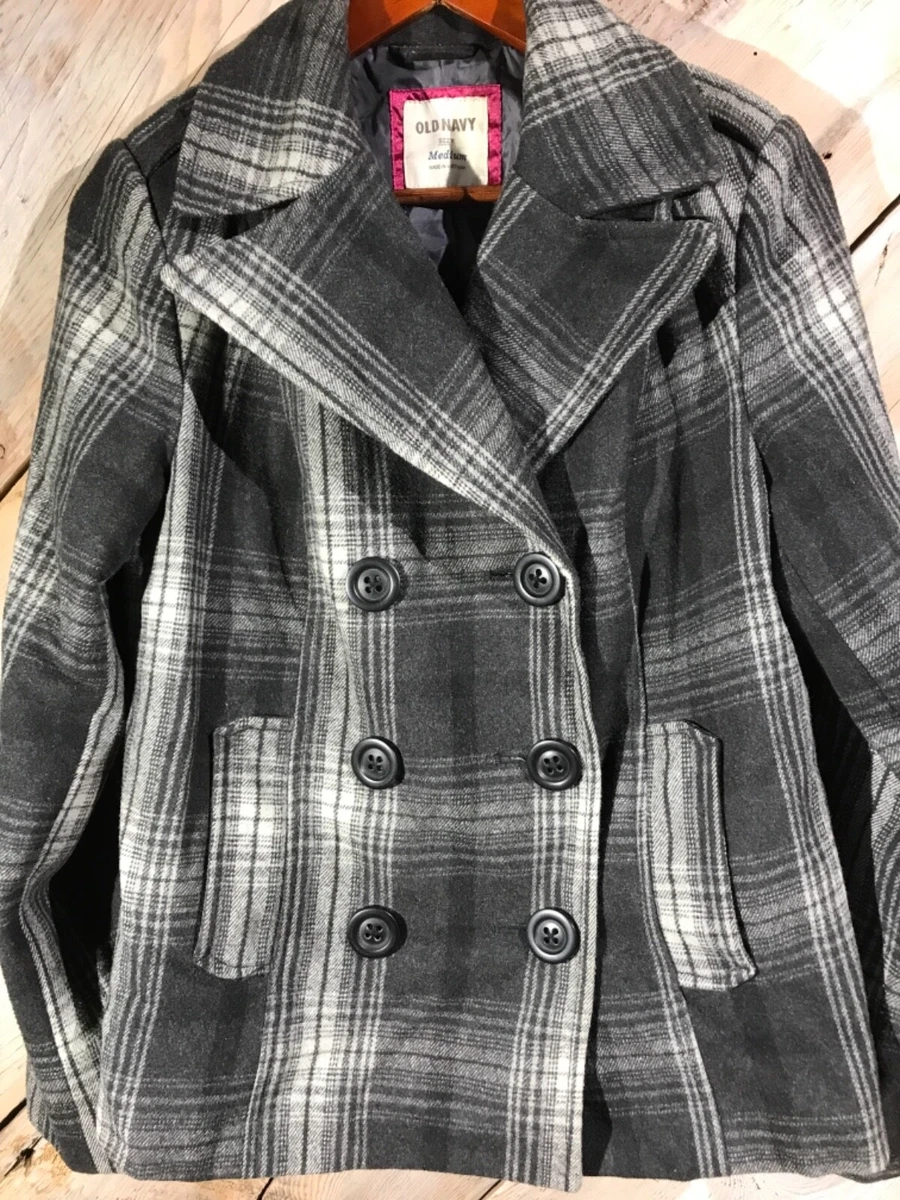 Grey clearance plaid peacoat
