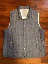 Brunello Cucinelli blue Linen Down men Vest X...