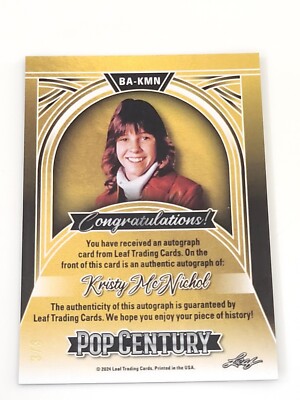 Kristy McNichol 2024 Leaf Pop Century Black Signatures Autograph
