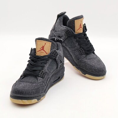 AO2571-001 Nike Levi's Air Jordan 4 Black Denim Blank Tag (Men's