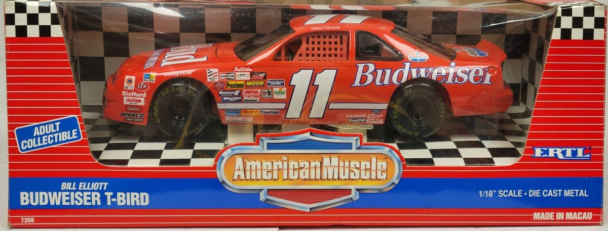 NASCAR Lowe's Thunderbird 1/18 サンダーバード ERTL 1/18 - Budweiser Ford Thunderbird - NASCAR #11 Bill Elliott