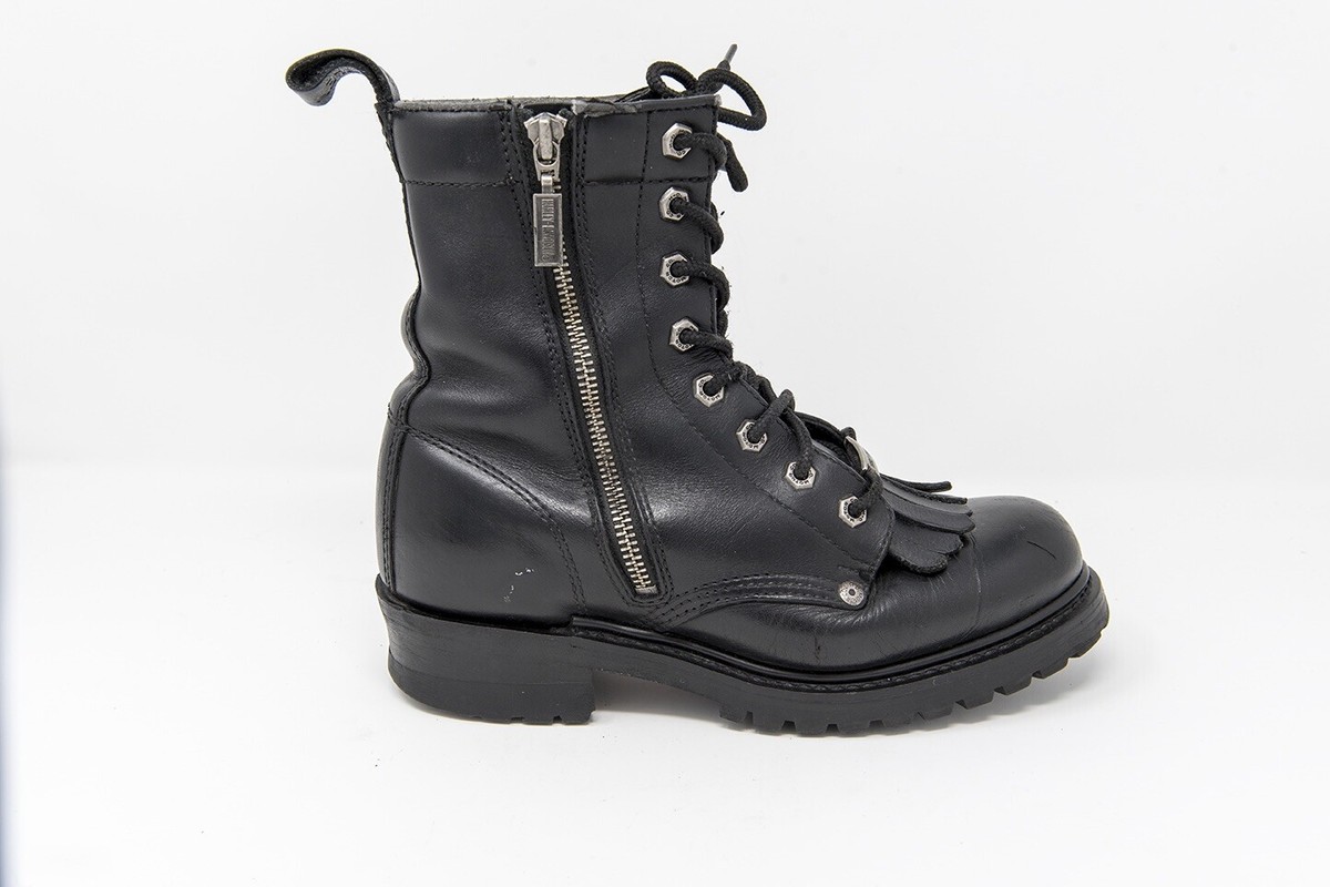 HARLEY DAVIDSON Black Leather Riding Boots Women's US 9 Lace Zip