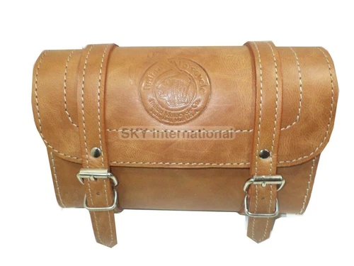 Tan Colour Pure Leather Tool Bag Compatible With Indian Chief All Motorcycle