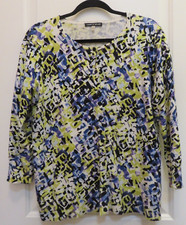 CABLE  GAUGE WOMEN CARDIGAN COLORFUL MULTICOLOR ABSTRACT 3/4 SLEEVE SIZE XL