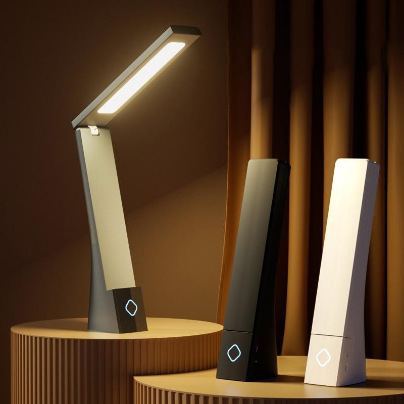 Foldable LED Desk Lamp with Eye Protection USB & Plug-in Bedside Table Light