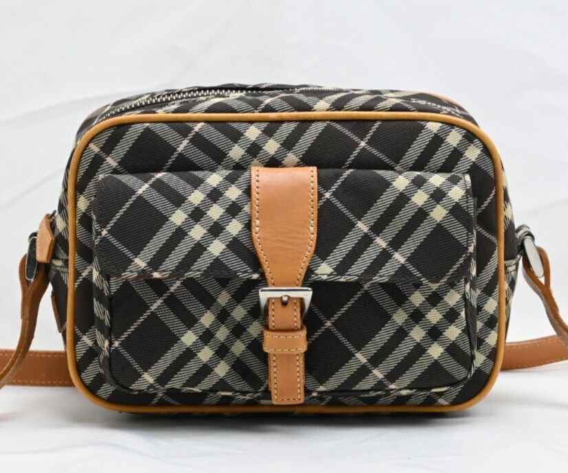BURBERRY Nova Check Blue Label Shoulder Bag Canvas Brown