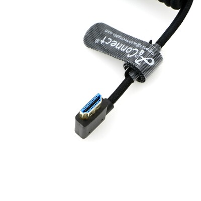 8K HDMI 2.1 High-Speed Braided Coiled Cable Left to Right Angle for Atomos-