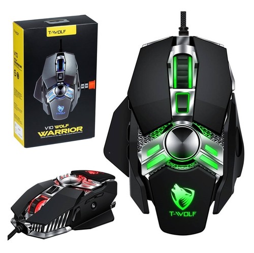 Neu V10 Wolf Warrior kabelgebunden USB optische RGB LED Gaming PC Maus 6400 D... - Bild 4 von 5