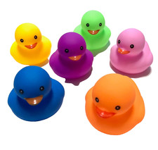 6 COLORED CRUISING DUCKS RUBBER DUCKIES 1 3/4" PARTY FAVORS CRUISE DUCK