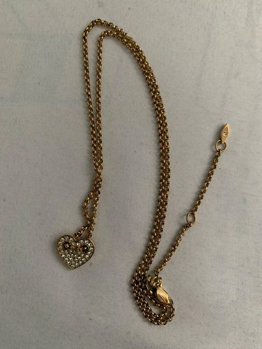 FOSSIL Rose Gold Necklace Women s MOSAIC HEART Swarovski W Bag eBay