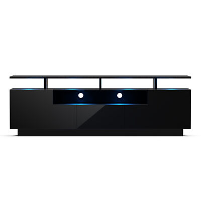 Lowboard mit Fireplace Fernsehschrank Elektrischer Kamin LED 3 Ablage Matt 150cm