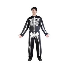 Costume Travestimento Halloween Scheletro Uomo Adulto Taglia Unica Nero Bianco