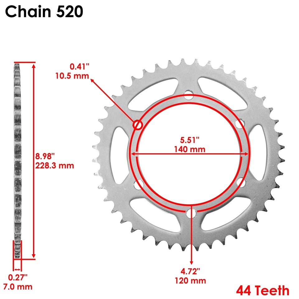 Drive Chain & Sprockets Kit fits Kawasaki KL250 KLR250 1984 1985-2005 / Gold - Image 4 of 4