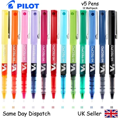 12x Pilot Hi-Tecpoint V5 - Liquid Ink Rollerball Pens 0.5 - All Colours