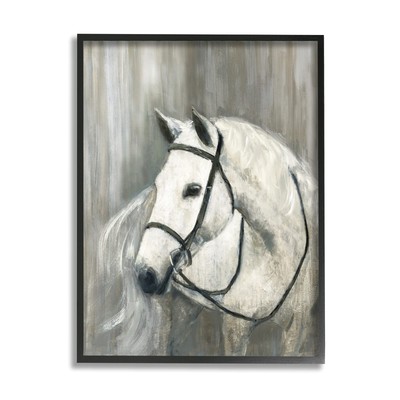 White Horse Riding Bridle Contemporary Equestrian Portrait, Designed by Sally...