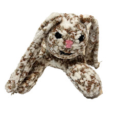 Vintage Handmade Chennile Crocheted Plush Cottontail Bunny Brown White 5 x 9.5"