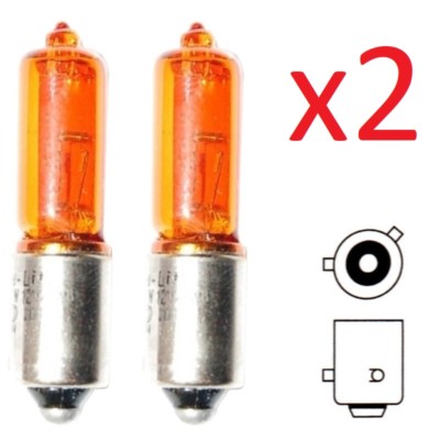 2X 12V 21W BAY9S ORANGE CAR LIGHT LAMP FLASHING MOTORCYCLE HALOGEN