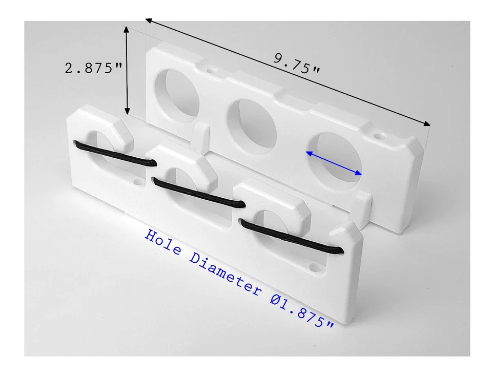 3 Fishing Rod Holder Vertical Console Boat Wall Rack Bungee BLACK - Image 2 of 4