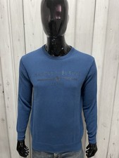 Harmont Blaine Men's Blue Crew Neck Sweater With Logo Size L Cotton