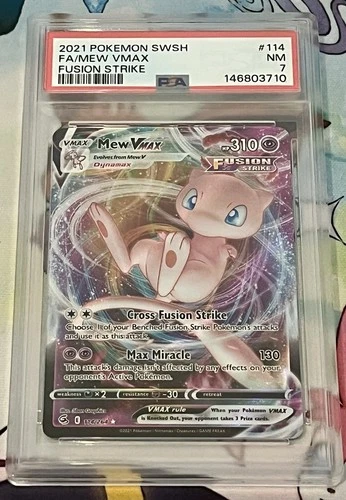 2021 Pokemon Sword & Shield Fusion Strike #114 Mew Vmax PSA 7