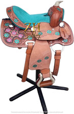 Handmade Leather Horse Saddle Barrel Racing Western Tooled Trail Tack Equestrian