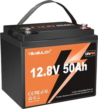 12V 50Ah LiFePO4 Lithium Battery, 6000+Cycle 50A BMS 640Wh for RV Camping Marine